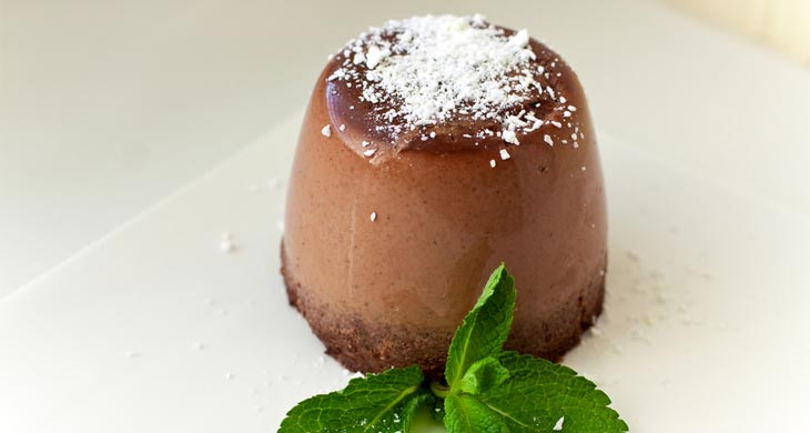 Chocolate Panna Cotta with Passion Fruit Coulis