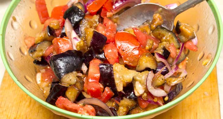Tomato and Aubergine Salad