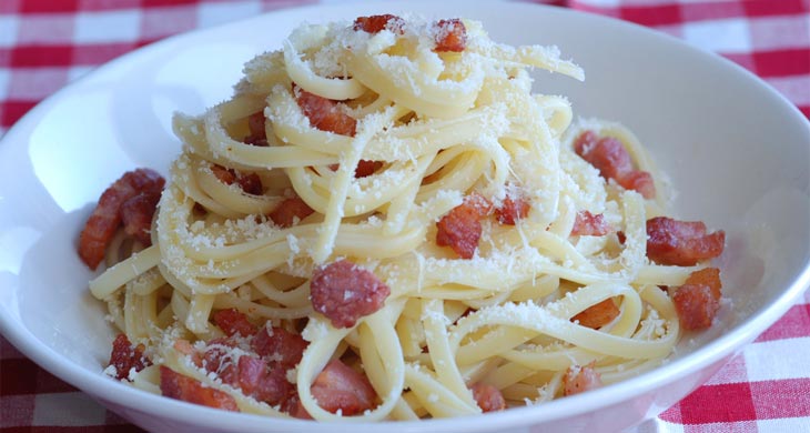 Linguine with Bacon and Sesame Seeds