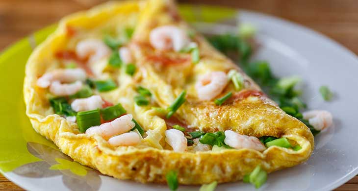 Prawn and Pepper Omelettes