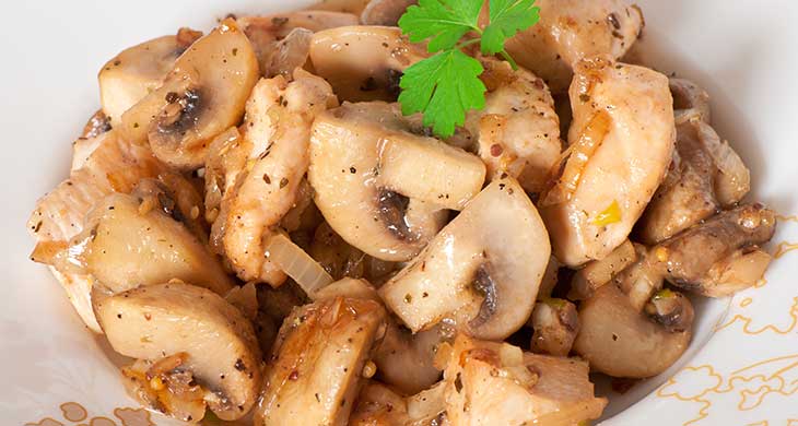 Pan Fried Chicken & Mushrooms