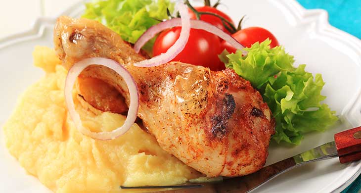 Carnival Chicken with Sweet Potato Mash