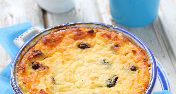 Baked Peach and Raspberry Pudding