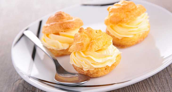 Crackle-Topped Profiteroles with Orange Cream