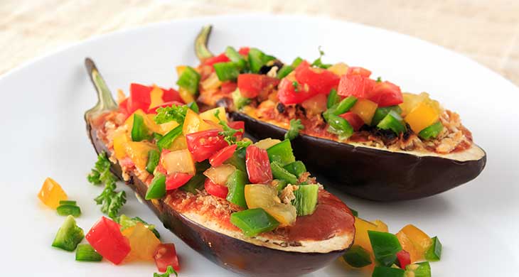 Vegetarian Stuffed Aubergines