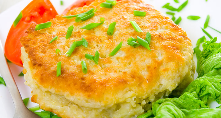 Potato Cakes with Olive Paste and Red Pepper