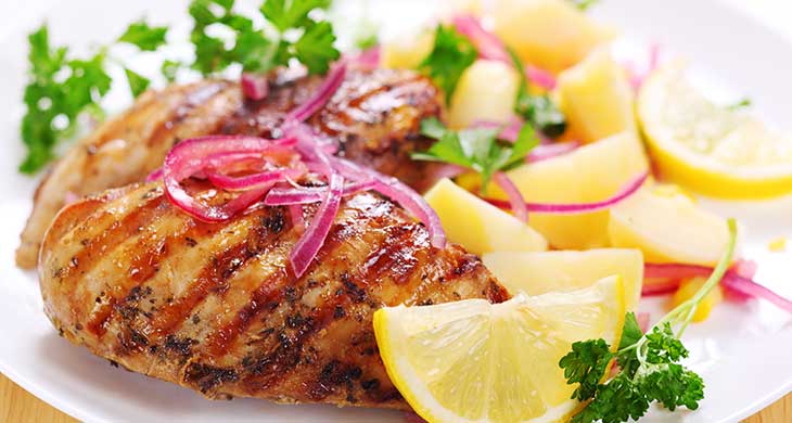 Grilled Chicken with Lemon, Garlic & Tomatoes