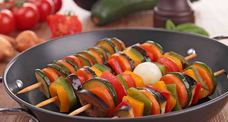 Vegetable Kebabs with Coriander Sauce
