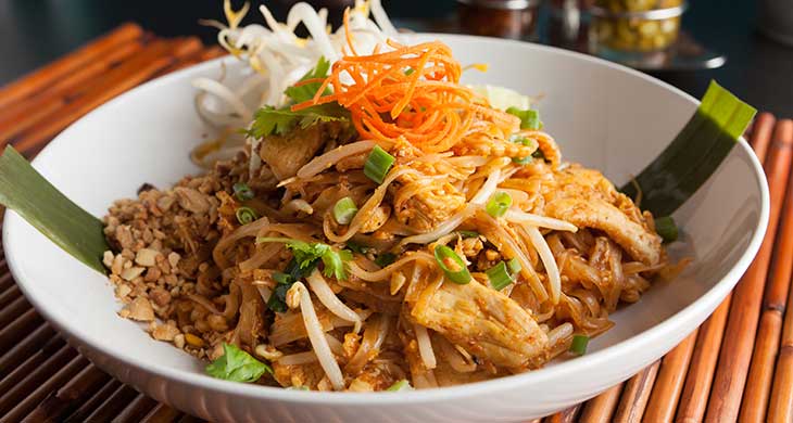 Peking Chicken on Crispy Rice Noodles
