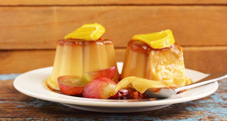 Caramel Custard with Fresh Fruit